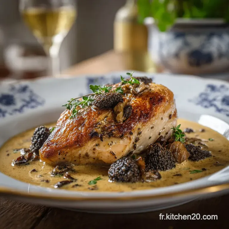 Supr&ecirc;me De Volaille Fermi&egrave;re Aux Morilles Et Vin Jaune Pur&eacute;e Douce presentation