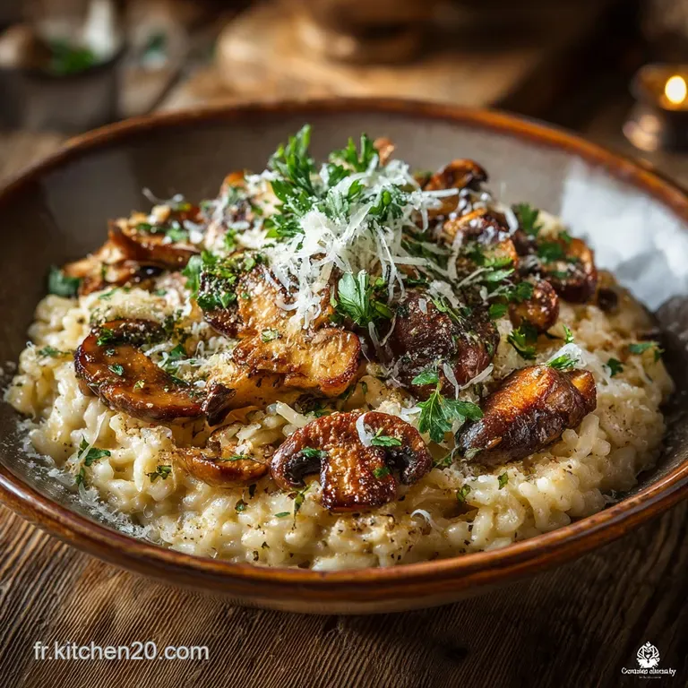 Le Divin Cr&eacute;meux Risotto Aux Champignons Sauvages Et Parmesan Aop presentation