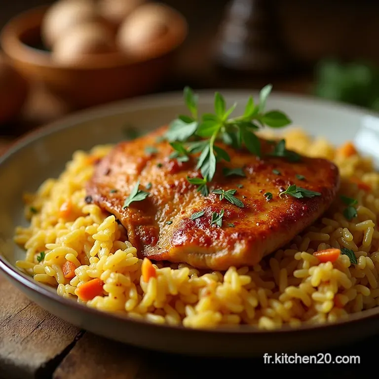 Le Sublime Riz Pilaf Aux &Eacute;pices Et Poulet Brais&eacute; &Agrave; La Libanaise presentation