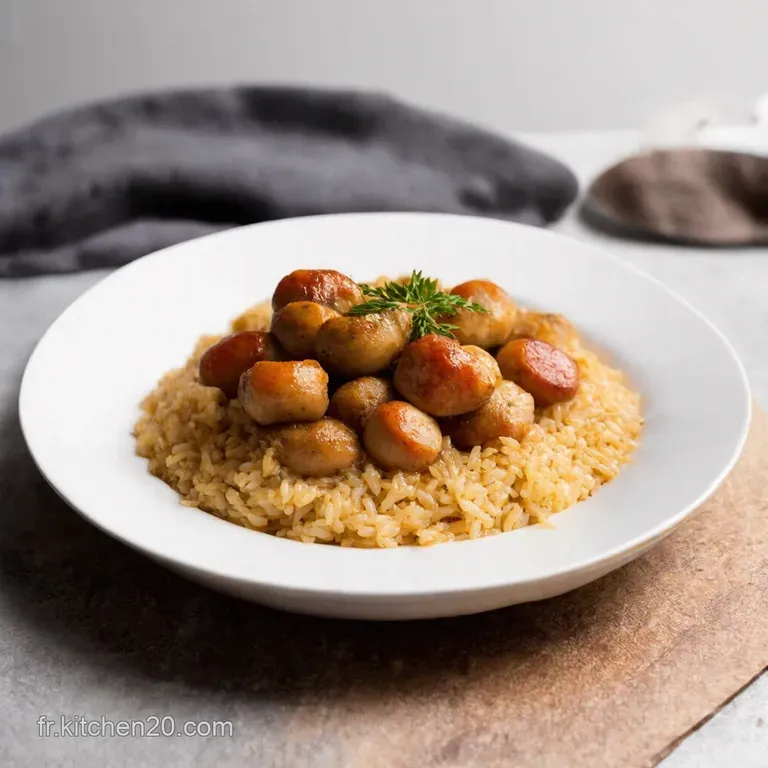 Riz Pilaf aux Chipolatas et L&eacute;gumes Printaniers