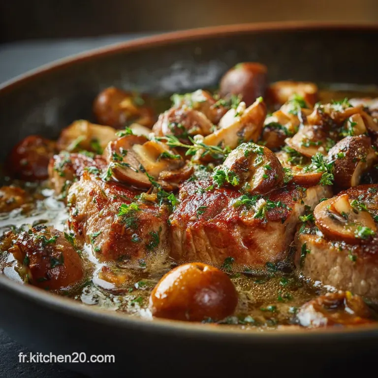 R&ocirc;ti De Veau &Agrave; La Cocotte Aux Champignons Fa&ccedil;on Grandm&egrave;re Tendre Et Cr&eacute;meux presentation