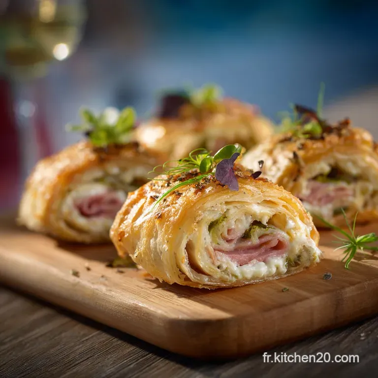 Rouleaux feuillet&eacute;s jambonfromage : les escargots dor&eacute;s de lap&eacute;ro express