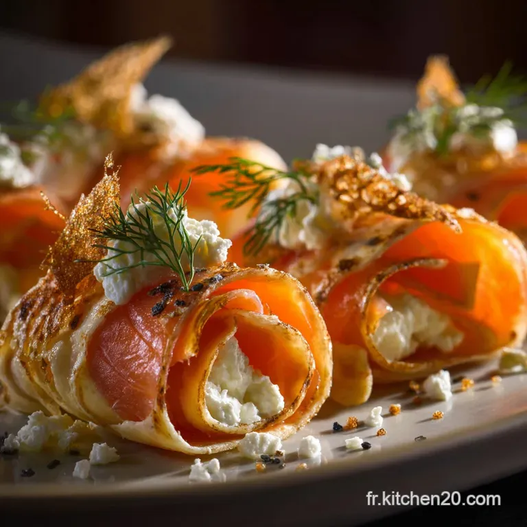 Rouleaux de saumon au fromage frais aneth et zeste de citron