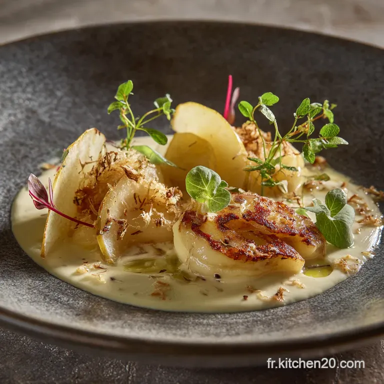 Saintpierre Cr&egrave;me De Thym Et &Eacute;cras&eacute; De Pommes De T : Le Plat De Poisson Raffin&eacute;. presentation