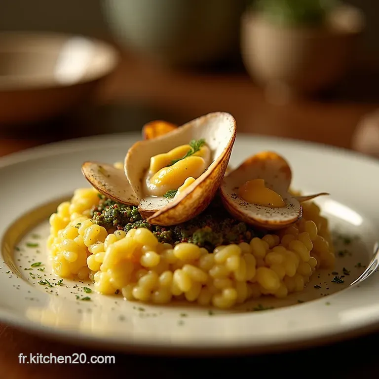 Joyaux De La Mer Noix De Saintjacques Dor&eacute;es Sur Risotto V&eacute;nitien Aux Agrumes presentation