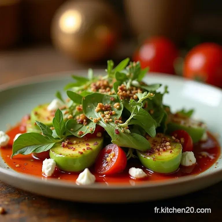 La Symphonie Rouge Et Verte Salade De Betteraves R&ocirc;ties Avocat Et Feta Piquante presentation