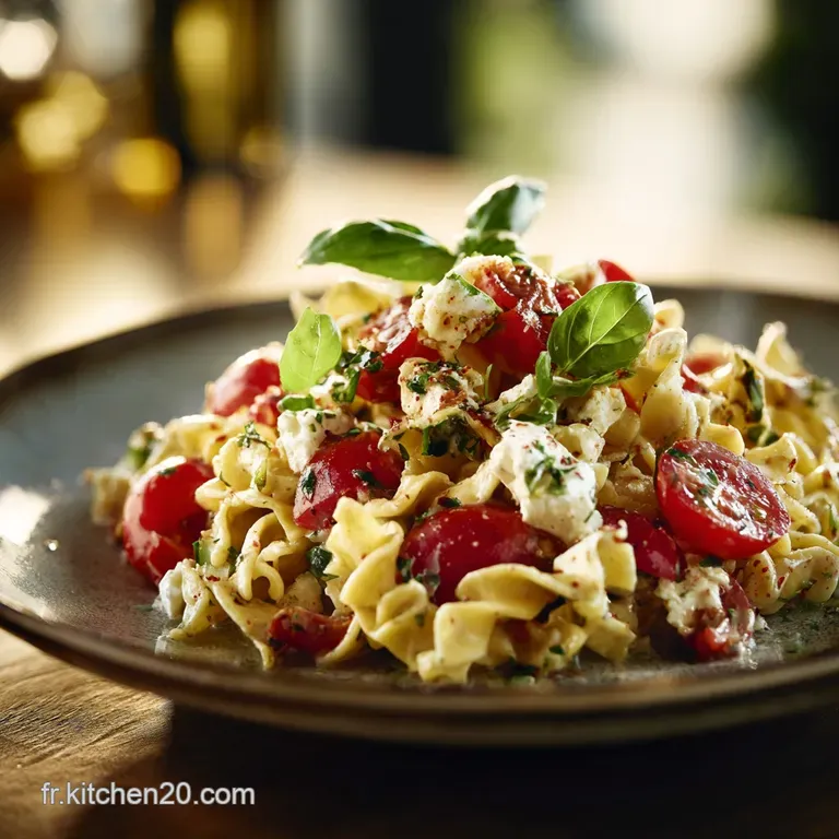 Salade de p&acirc;tes gourmande Plein Soleil : Cr&egrave;me de Basilic et F&eacute;ta