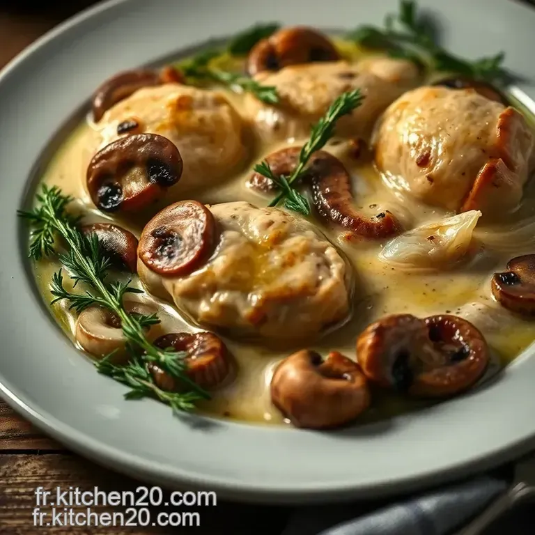 Supr&ecirc;me De Volaille &Agrave; La Cr&egrave;me De Champignons presentation