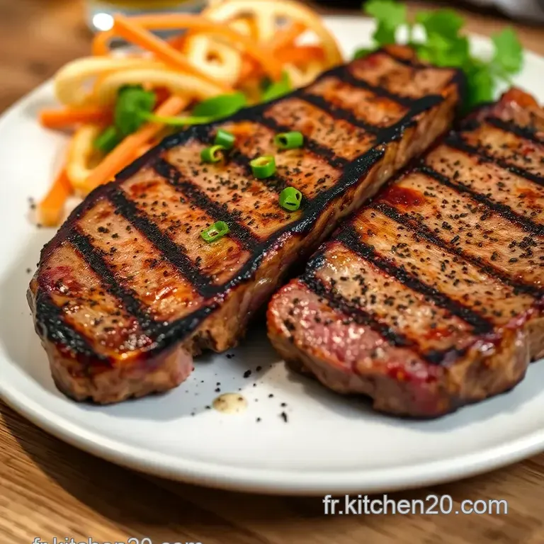 T-Bone Grill&eacute; Salade De Pommes De Terre Nouvelle Au Sambal Oelek Et L&eacute;gumes Verts presentation