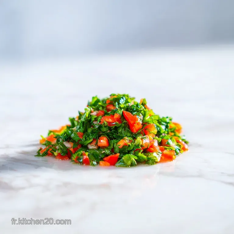 Salade color&eacute;e pr&eacute;sent&eacute;e dans un bol blanc, garnie de feuilles de menthe fra&icirc;che et d'un filet d'huile d'olive brillante.