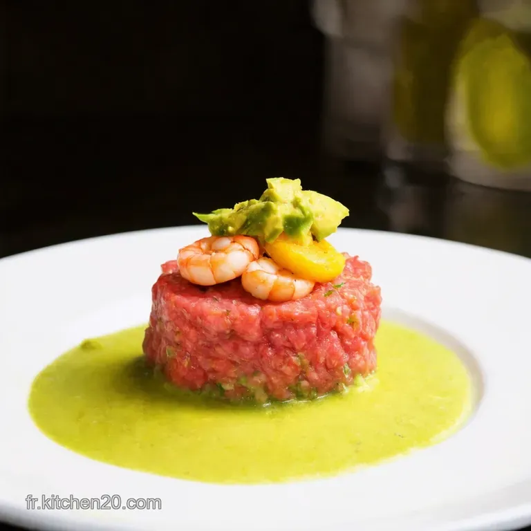 Tartare Exotique De Crevettes Avocat Et Mangue presentation