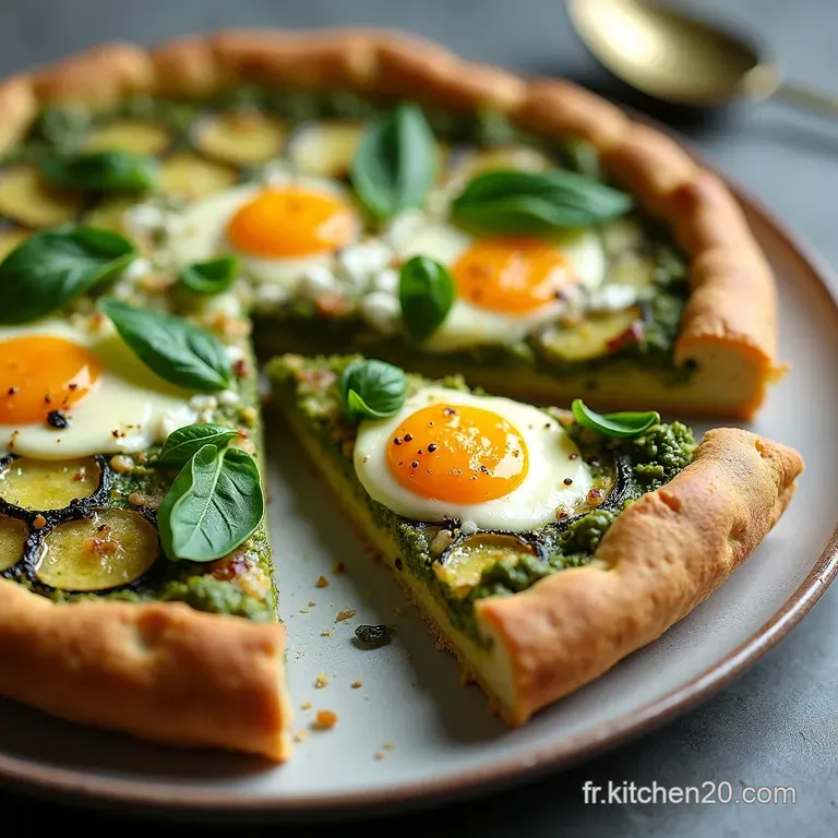 Soleil L&eacute;ger Tarte Rustique IG Bas aux Courgettes Ch&egrave;vre Frais et Pesto de Basilic Fait Maison