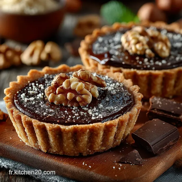 Tartelettes Chocolat Et Noix De P&eacute;can Garniture Fudge &Eacute;rable presentation