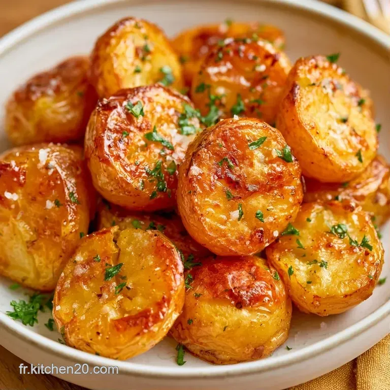 Pommes de terre dor&eacute;es dispos&eacute;es avec soin dans une assiette blanche, contrastant avec des brins de ciboulette verte.