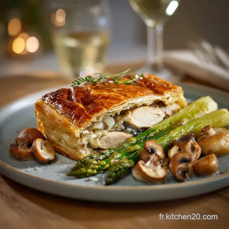 Tourte au Poulet Asperges Poireaux et Champignons : Le tr&eacute;sor printanier cr&eacute;meux