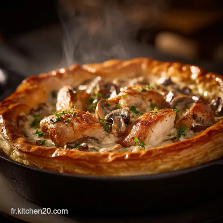La Grande Tourte De Poulet Et Champignons &Agrave; La Cr&egrave;me Et Au Vin Blanc presentation
