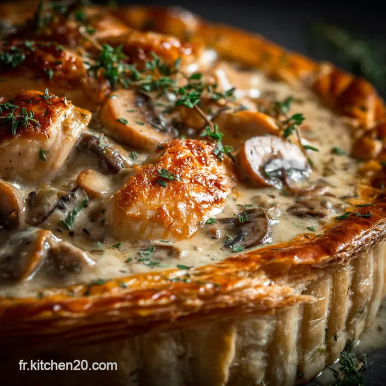 La Grande Tourte de Poulet et Champignons &agrave; la Cr&egrave;me et au Vin Blanc