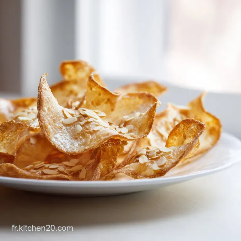 Fines galettes caram&eacute;lis&eacute;es dispos&eacute;es en &eacute;ventail sur une assiette blanche, texture brillante et bords dentel&eacute;s.