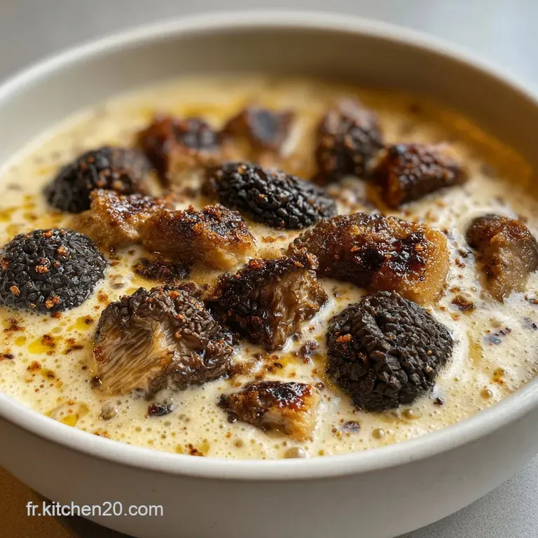 Velout&eacute; de champignons morilles et ail noir dAutomne