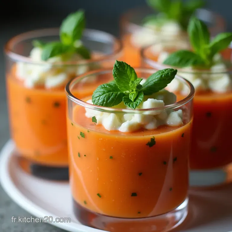 Verrines Fra&icirc;cheur Gaspacho Express ConcombreFeta &agrave; la Menthe