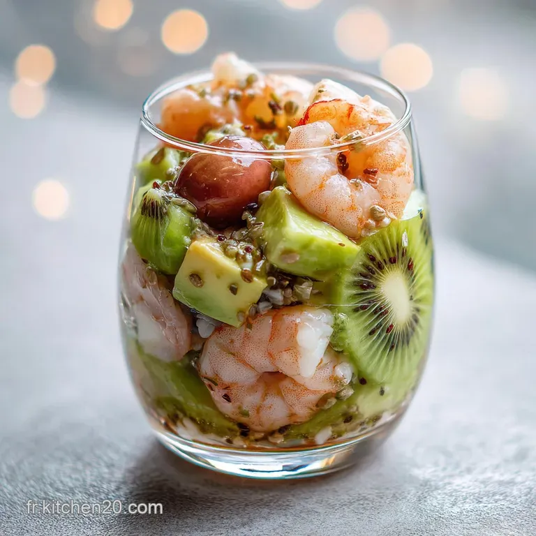 Verrine de No&euml;l aux Crevettes Avocat et Kiwi