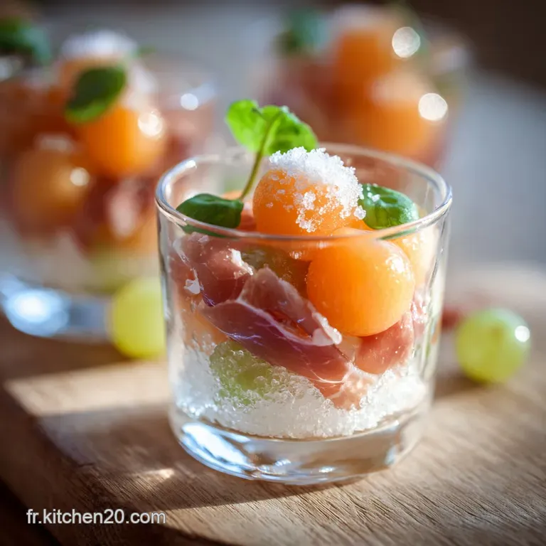 L&eacute;lixir De L&eacute;t&eacute; Verrines De Melon Glac&eacute; Et Nuages De Parme Dop presentation