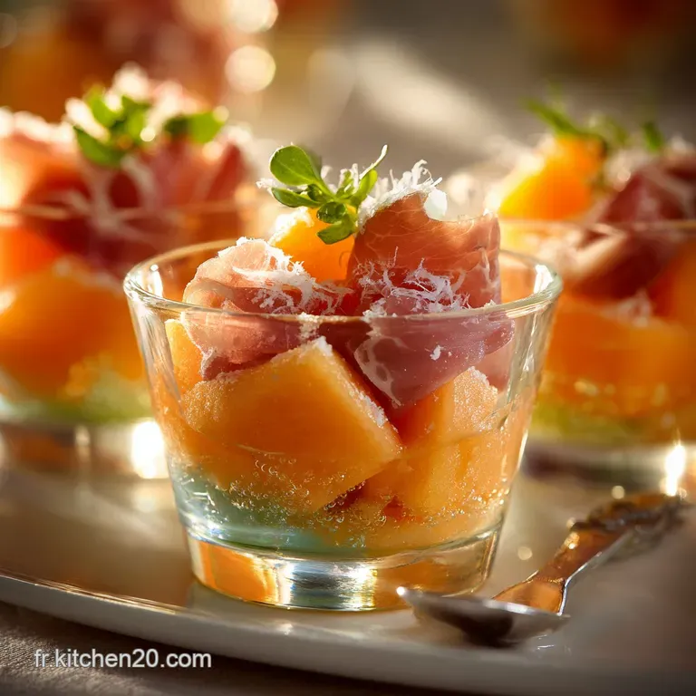 L&Eacute;lixir de l&Eacute;t&eacute; Verrines de Melon Glac&eacute; et Nuages de Parme DOP