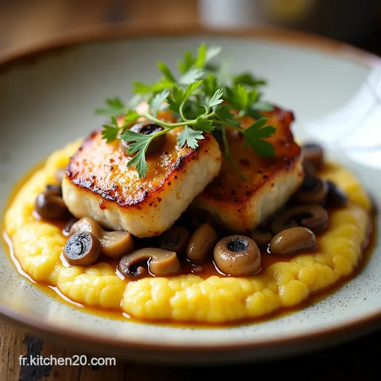Supr&ecirc;mes de Volaille R&ocirc;tis Sauce Cr&eacute;m&eacute;e aux Champignons et Polenta Cr&eacute;meuse